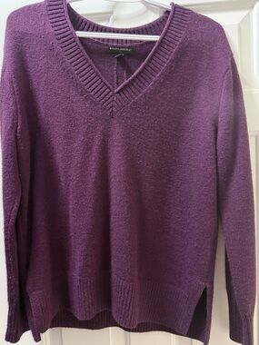 Banana Republic Deep Purple V-Neck Knit Sweater